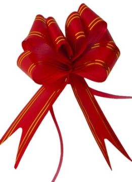 Бант-бабочка 2,3х45см красный с золотой полосой 10/10