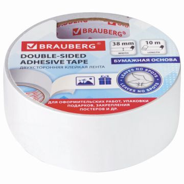 Клейкая лента 2-стор (38х10) BRAUBERG бумаж основа 1/96