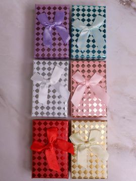 Подарочная коробка Прямоугольник 5х8х2,5см Ромбики МИКС 1/24