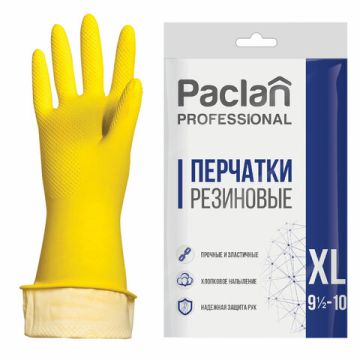 Резиновые перчатки с х/б напыл латекс хозяйств PACLAN Prof разм XL 1/100 