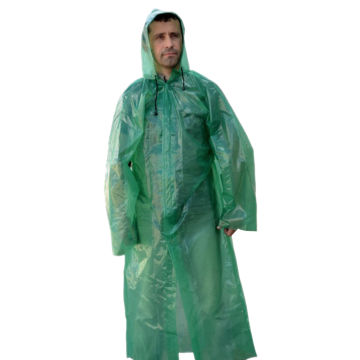 Плащ-дождевик с рукавами и капюшоном на липучках ПВД 70 мкм 1/50