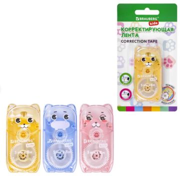 Корректирующая лента 5 мм х 8 м BRAUBERG KIDS ЗВЕРЯТА 1/48