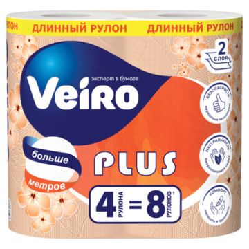 Туалетная бумага евро 2сл белая 4штх30м Standart Plus VEIRO 1/15
