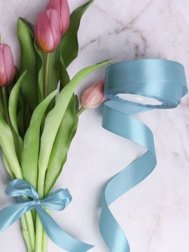 Лента атласная 25мм 25м аквамарин 1/5