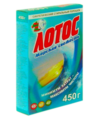 Порошок стиральный Лотос 450г Морская свежесть пачка 1/24
