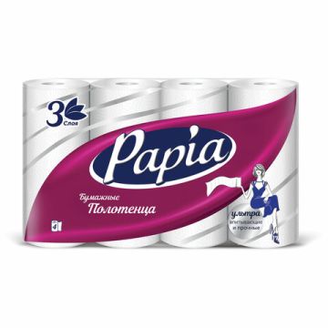 Полотенца бумажные бытовые рулон 3-сл (4х11,2м) 23х13см PAPIA декор 1/7 