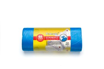 Мешок для мусора 60л рулон ПНД (60х80)-8 синий СТАНДАРТ 7,3г Ромашка (25шт) 1/25