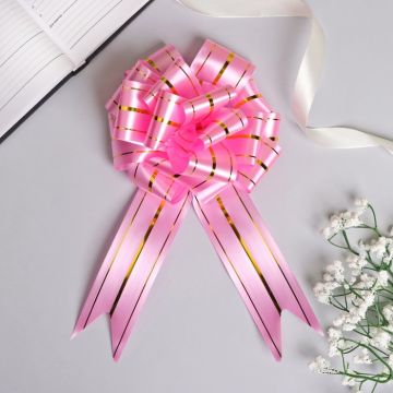 Бант-шар 4,5см с золотой полосой ярко-розовый 20/20