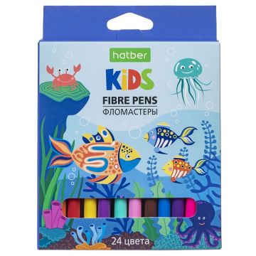 Фломастеры 24цв смываемые круглые карт коробка Африка ECO Хатбер 1/12/96