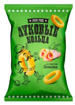 Продукты, Луковые кольца Mini Free со вкусом бекона 45 г 1/24