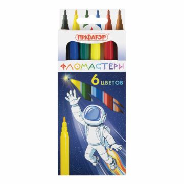Фломастеры 06цв вентилируемый колпачок Пифагор Космическая одиссея 1/24/288