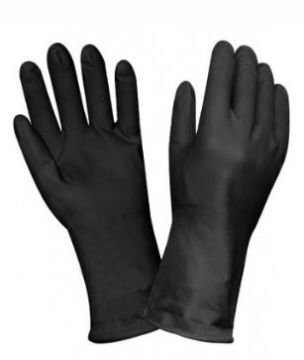 Резиновые перчатки с х/б напыл латекс хозяйств черные КП L 28гр 1/12/60