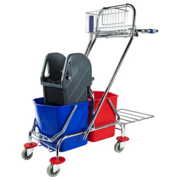 Тележка уборочная BRABIX 2 съемных ведра 15л мех. отжим корзина держатель для мешка  поддон