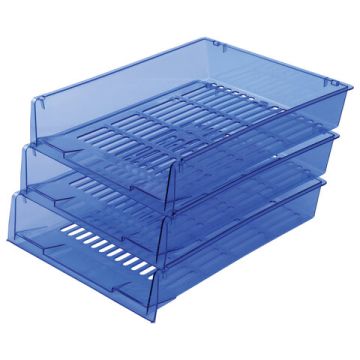 Лоток горизонтальный для бумаг 340х270х70мм (3шт) тонир синий Office Brauberg 1/1 