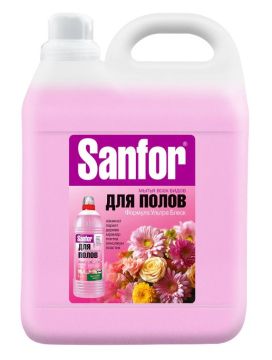 Средство жидкое 5л для мытья пола SANFOR Цветочный фреш 1/2 