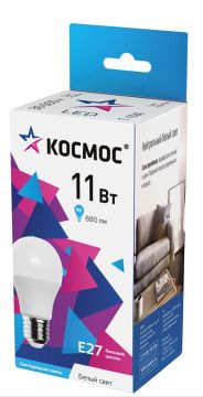 Лампа светодиодная 11W 4500K E27 220V A60 груша Космос 1/10/80