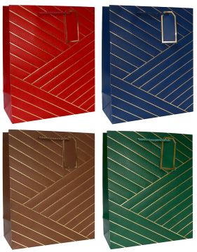 Пакет подарочный бумажный (26х32х12) фактур с тиснением Яркая диагональ 1/20