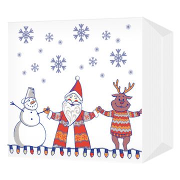 НГ Салфетки (24х24) 1-сл Хоровод (100) 1/30