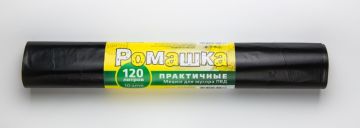 Мешок для мусора 120л рулон ПВД (68х105)-30 черный 40г Ромашка ПРАКТИЧНЫЕ (10шт) 1/20