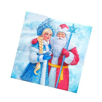 НГ Салфетки (33х33) 3-сл Дед Мороз и Снегурочка (20) 1/12