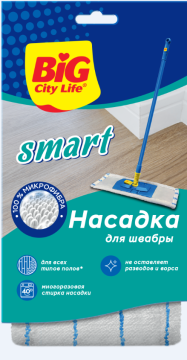 Насадка МОП плоская 42х13см Smart BIG City карманы микрофибра 1/30