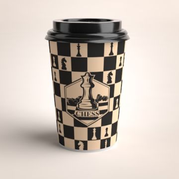 Стакан бумажный для горячего 350мл d-90 Шах и мат  50/800