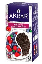 Продукты, Чай Акбар черный Малина и Черника 25 пак 1/4