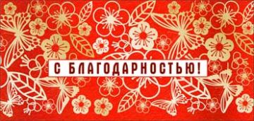 Конверт для денег 16,5х8см С Благодарностью ! 90-73-С 10/10