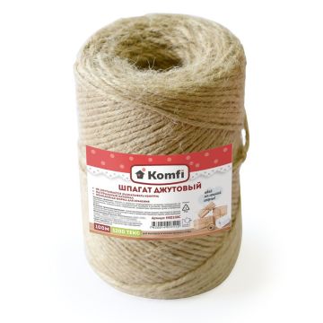 Шпагат джутовый 1200текс 100м бурый  цилиндр Komfi 1/40