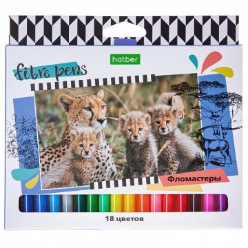 Фломастеры 18цв смываемые круглые карт упак Сафари ECO Хатбер 1/12/144