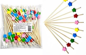 Пика для канапе Звезда 5 цветов 12см (100шт) 1/40