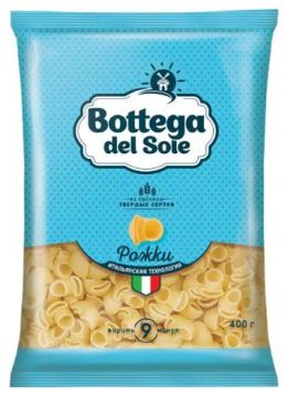Продукты, Макаронные изделия Рожки Bottega del Sole 400 г 1/20