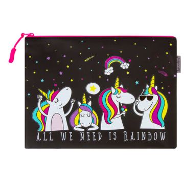 Папка для тетрадей А5 25х20 мягкий, водонипроницаемая молния Unicorns BRAUBERG 1/50/100