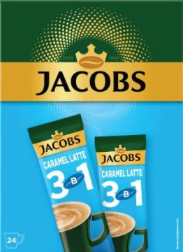 Продукты, Кофе в стиках Якобс Caramel Latte 3 в 1 раствор. (напиток кофейный) 15 гр 1/24 