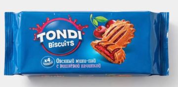 Продукты, Tondi Мини-пай овсяный с вишневой начинкой 120 г 1/15