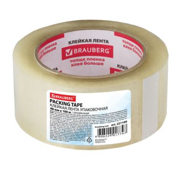 Клейкая лента (скотч) (48х100) прозрачная толщина 45 микрон, BRAUBERG 6/36 