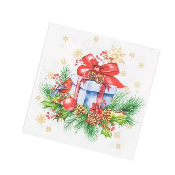 НГ Салфетки (33х33) 3-сл Подарок на Новый год  (20) 1/12