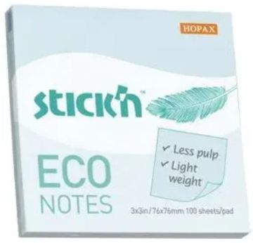 Блок самоклеящийся 76х76мм 100л голубой пастель Stick`n ECO 1/12/216