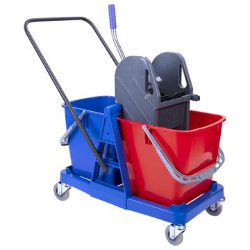 Тележка уборочная BRABIX 2 съемных ведра 23л мех. отжим пласт. каркас 1/1