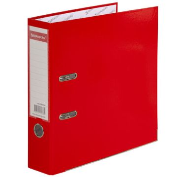 Папка-регистратор А4 75мм BRAUBERG, прочная, с уголком, красная, с покрытием из полипропилена 1/20