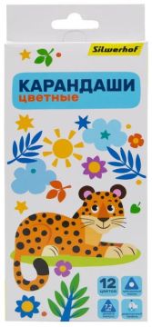 Карандаши цветные 12цв трехгранные заточенные Silwerhof Веселые друзья 1/8/160