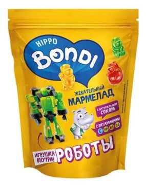 Продукты HIPPO BONDI & FRIENDS мармелад жевательный с игрушкой Роботы 100 г 1/16