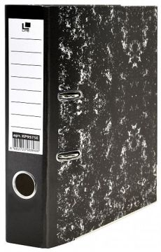 Папка-регистратор А4 75мм LITE мрамор черная мет уголок разобран 1/50