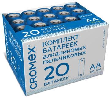 Элемент питания Cromex AA (LR6 15А) алкалиновые пальчик комплект 20шт в коробке 1/32 