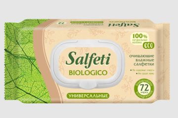 Салфетки влажные Salfeti Eco biologico очищающие универсальные с пластиковым клапаном (72) 1/20