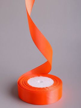 Лента атласная 25мм 25м оранжевый неон 5/5