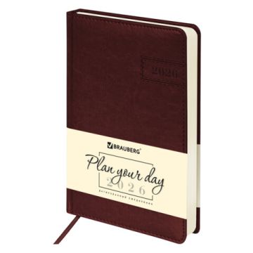Ежедневник А5 138х213мм 2026 датир под кожу коричневый BRAUBERG Imperial 1/20 