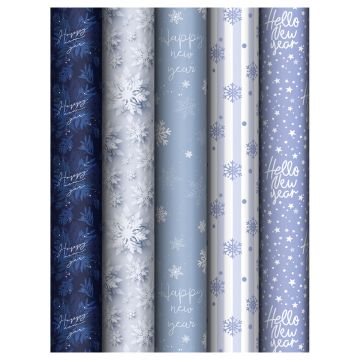 НГ Бумага подарочная 70х100см 80г/м глянец ассорти Snowfall 1/50