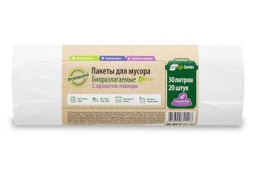 Мешок для мусора 30л рулон ПНД (50х57)-6 белый БИОразлагаемые Эколайф 3,3г Ромашка (20шт) 1/45