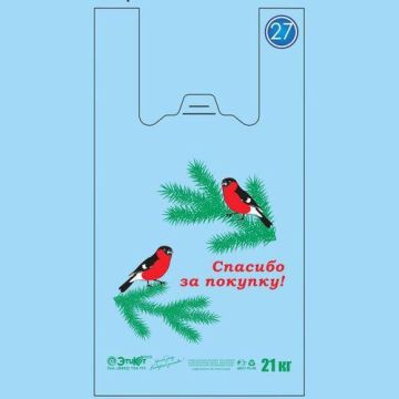 Пакет Майка ПНД (26+14)х48-12 голубой Снегири ЭТ 100/2000 